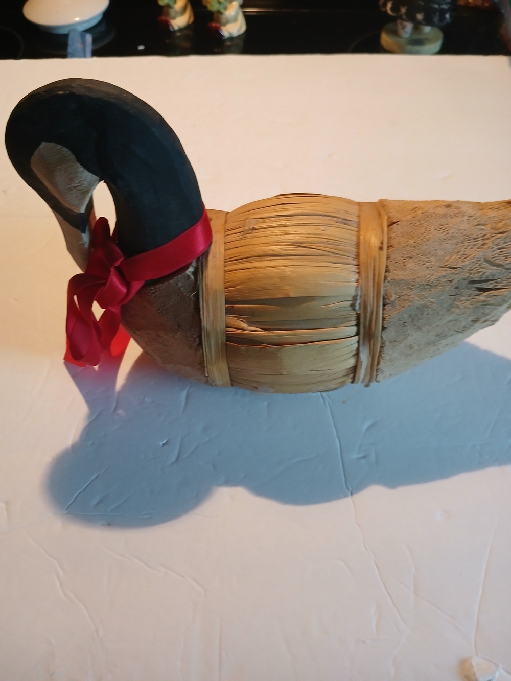 Source Unknown Rustic Woven Goose Décor in Black, Natural and Red
